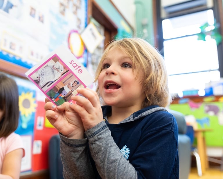 PreK student embodies the word safe.