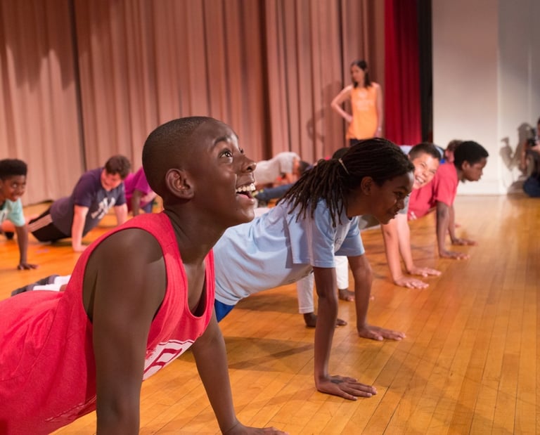 Students enjoying a challenging workout.