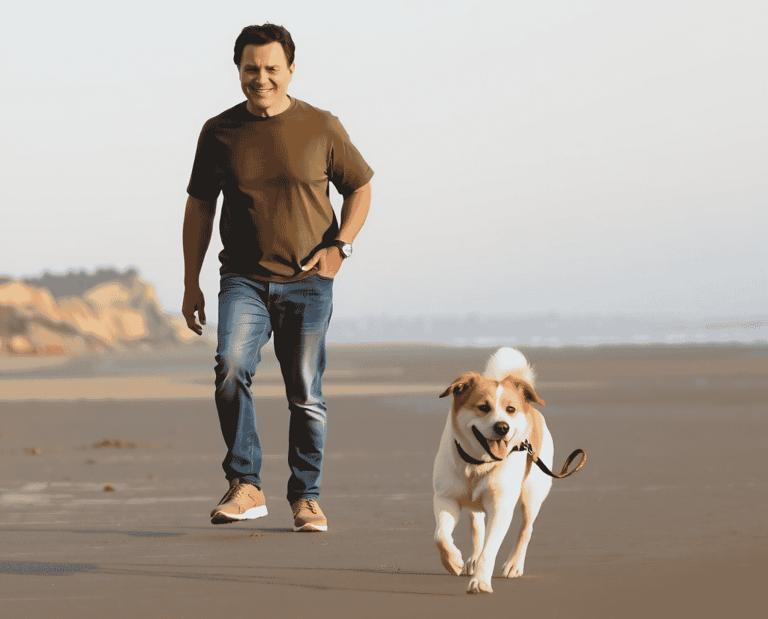 Man and dog on the beach