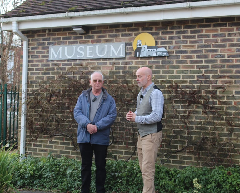 Andrew and Stephen stand outside Steyning Museum