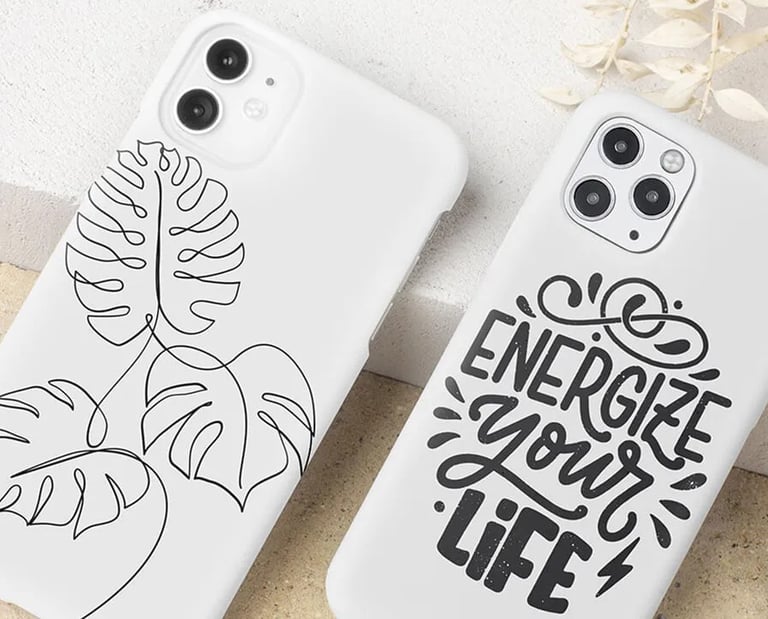 Phone cases with a white background design
