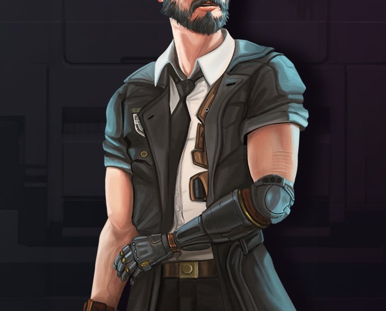 a man in a suit and tie with a knife and knife in his hand