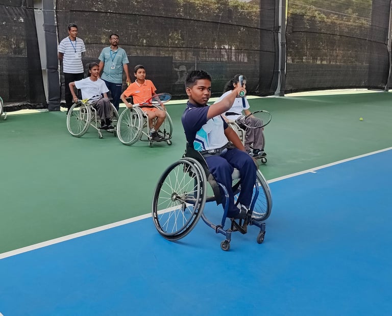Wheelchair tennis player with Cesar Performance Coach