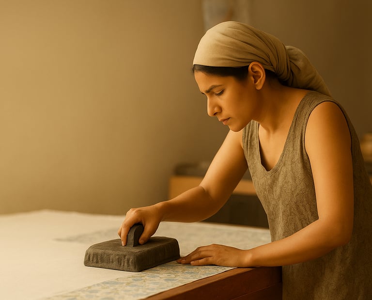 Handblock Printed Fabrics, wooden blocks carved and printed by traditional age old artists on fabric