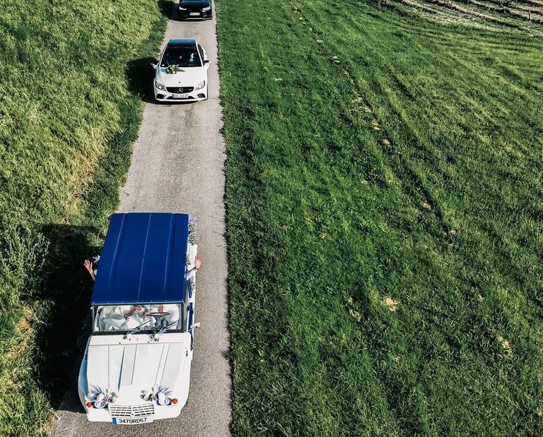 Notre drone film l'arrivée au domaine 