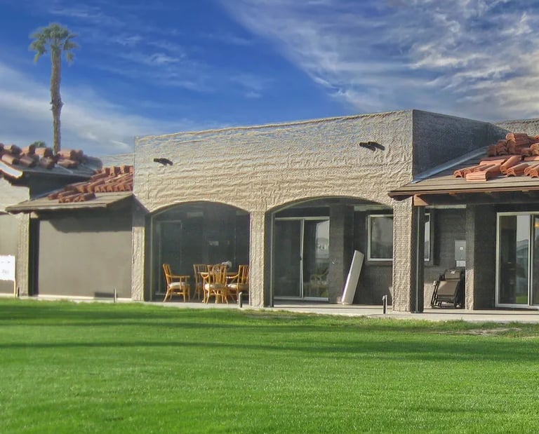 Extensive exterior renovation of mobile home  in Palm Desert, California.