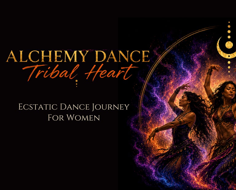 Alchemy Dance: Tribal Heart women’s dance event banner.