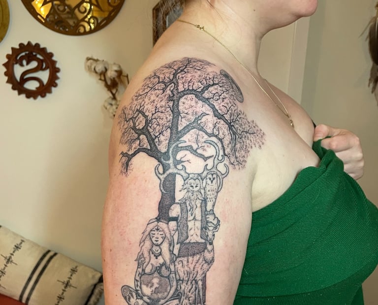 Ceremonial Dotwork Handpoke Tattoo