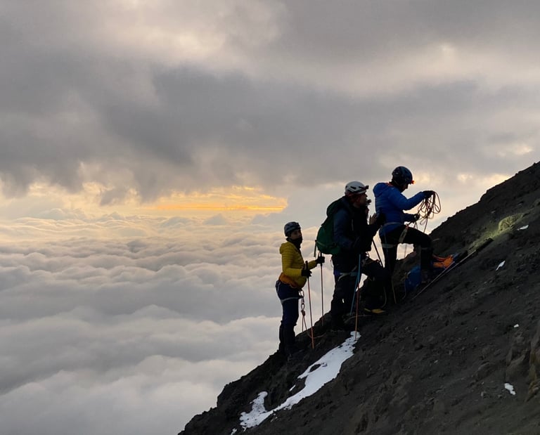 climbing the steep slopes of Tungurahua