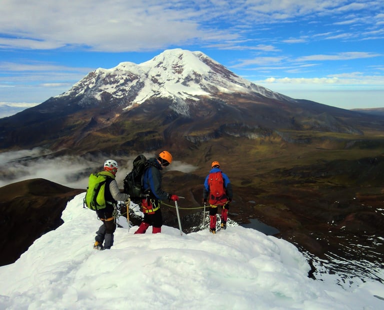 descent from Carihuairazo, in the back Chimborazo
