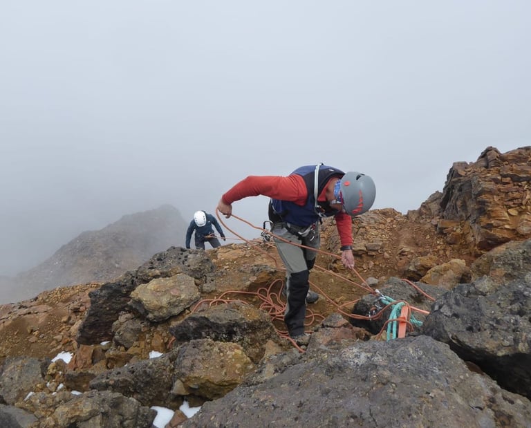 rappelling down from Sincholagua summit