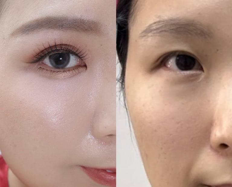 香港婚禮新娘化妝師妝前妝後對比-眼型調整