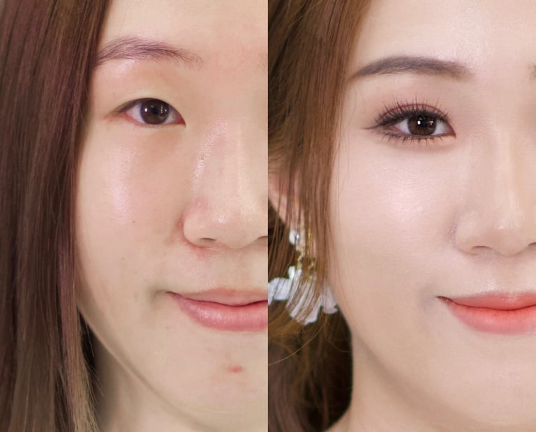 香港婚禮新娘化妝師妝前妝後對比-單眼皮眼型調整