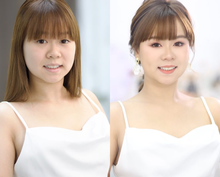 香港婚禮新娘化妝師妝前妝後對比