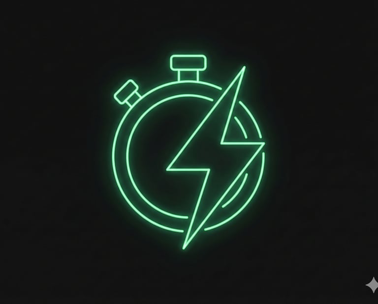 cone minimalista de velocímetro neon representando o carregamento rápido na criação de sites em Brasília.