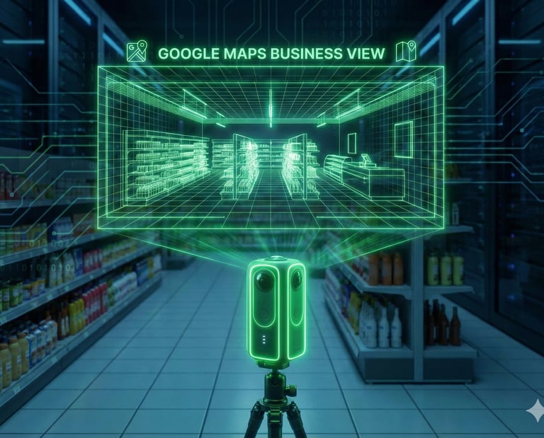 Camera 360 projetando a experiência imersiva de um Tour Virtual 360 no Google para empresas.