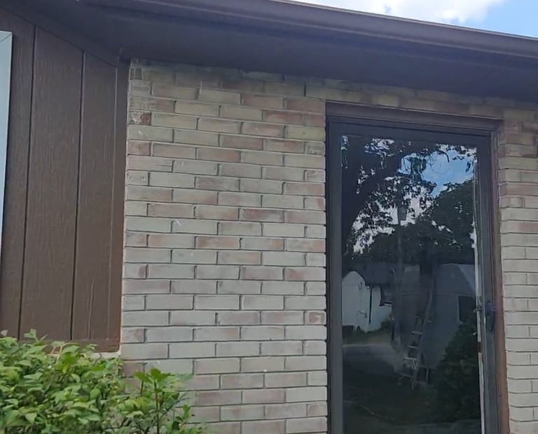 Painted gutters, home exterior