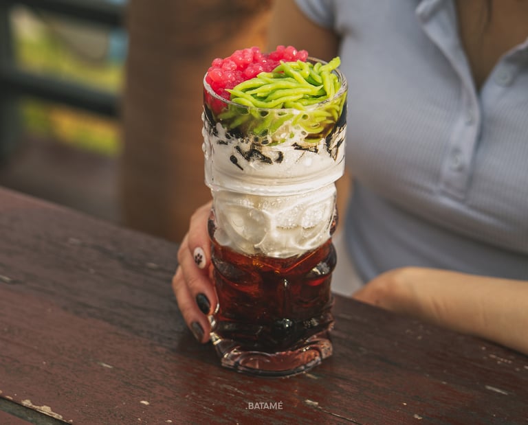 a tall glass of cendol at SeeSea by Nomad Batam