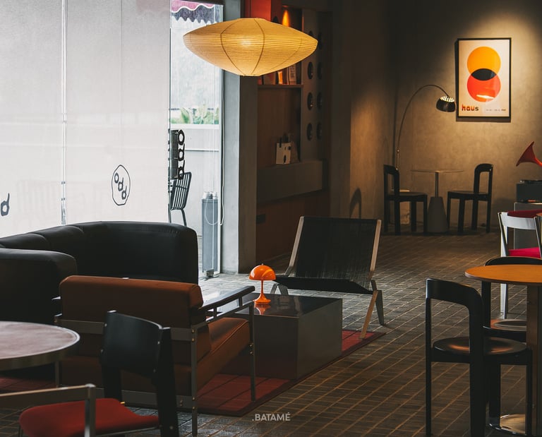 spacious and cozy seating with Mid-Century Japandi style at odd Batam