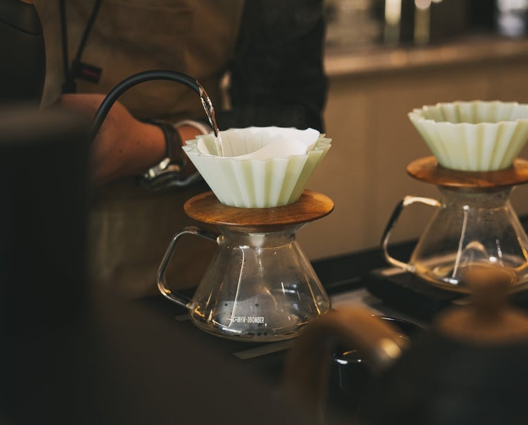 Preparing hand brew at Grind Now Coffee Bar Batam