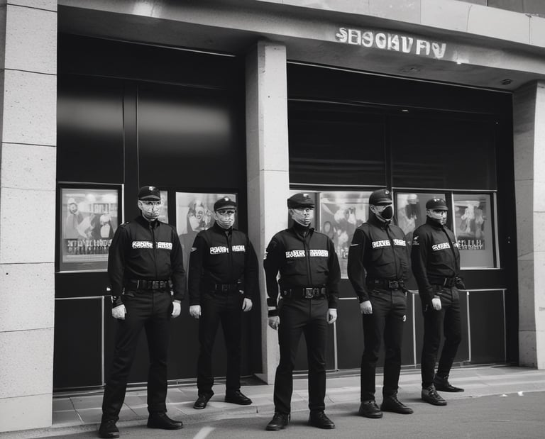 Security personnel managing event entrance with professionalism.