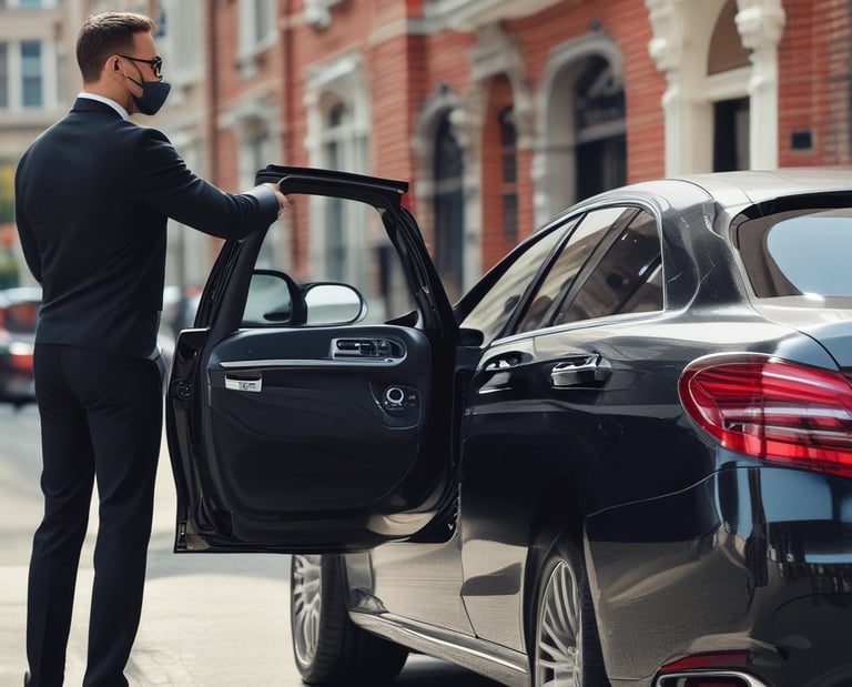 Staff setting up stage and arranging equipment at an event venue.