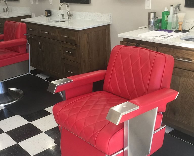 A haircut chair at Main Street Barber