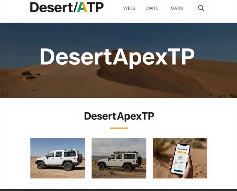 A sleek laptop displaying a modern website design with desert-themed colors.
