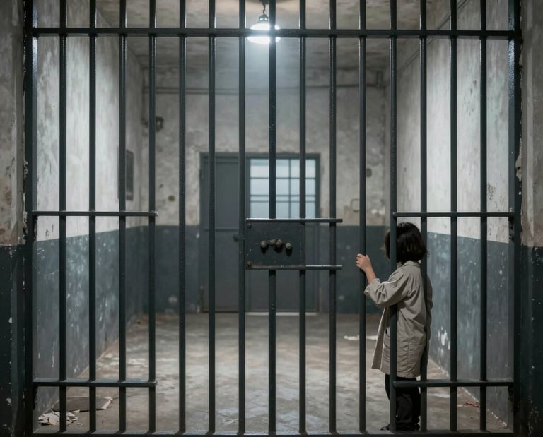 A professional lawyer discussing legal documents with clients in a modern office.