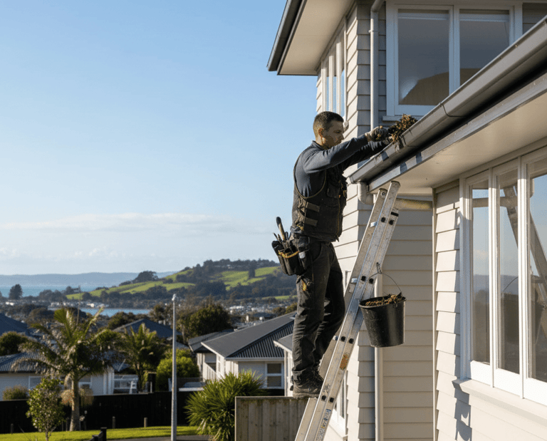 Gutter cleaning service in Lakeland Florida that cleans second floor gutters