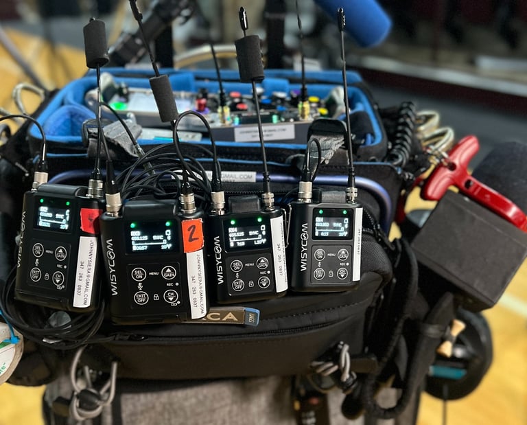 Location Sound equipment - Wisycom wireless, CMIT5U microphone.