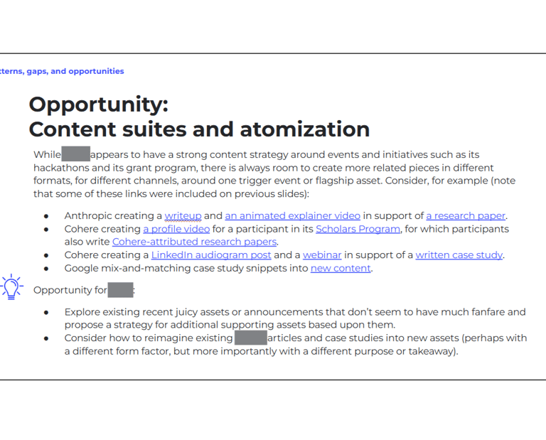 A slide with the headline "Opportunity: Content suites and optimization"