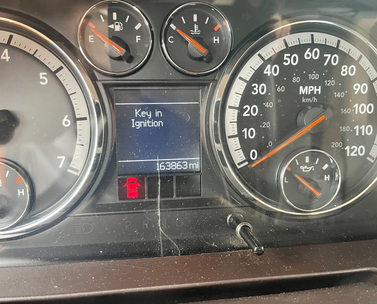 Gauge Cluster with key in ignition displaying on screen