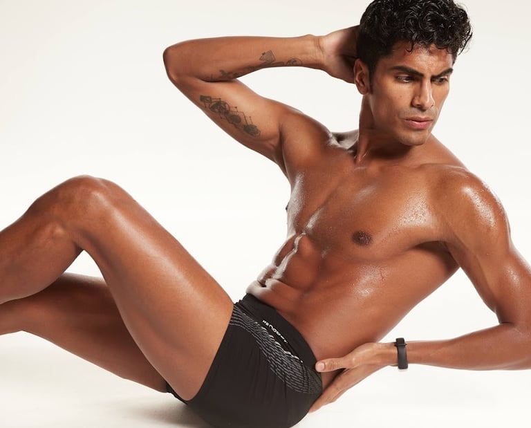 Dany Peña international male model in fitness fashion editorial portrait