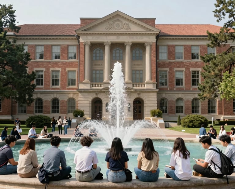 A student solving math problems on a blackboard with red chalk.