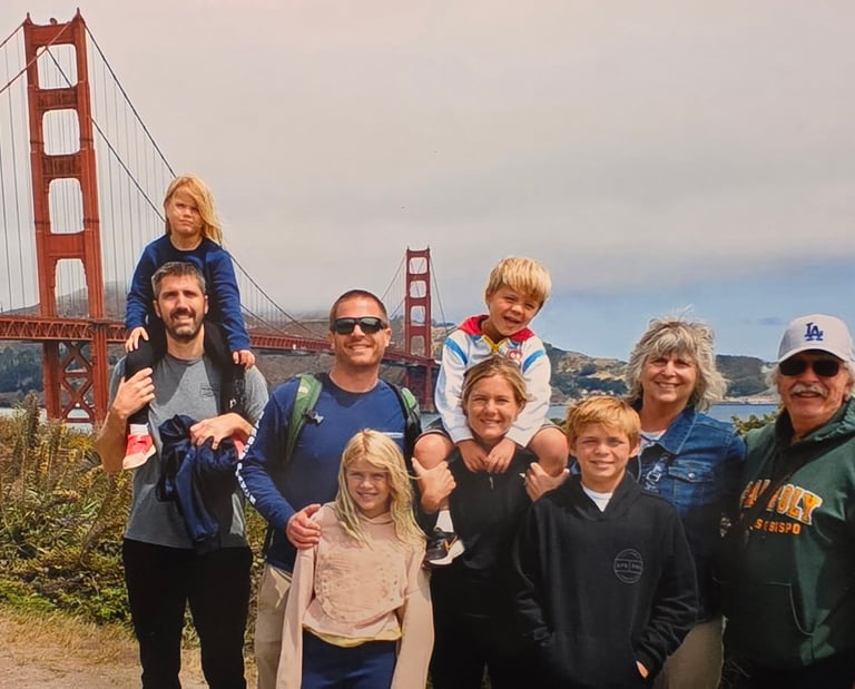 Teresa Wood-Hansen's family photo by the Golden Gate