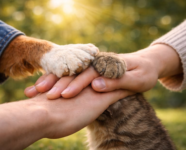 Una familia que incluye animalitos