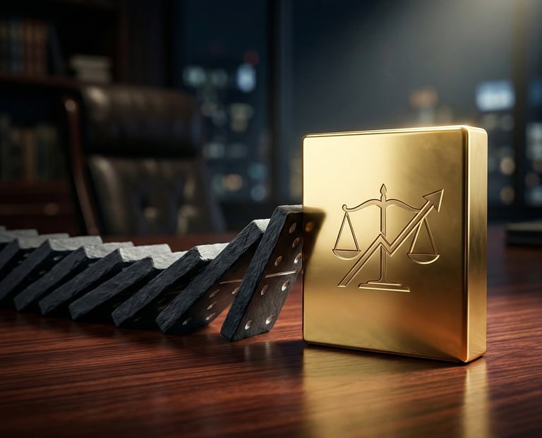 Proactive corporate risk mitigation stopping dominoes at Harsh Malik Law Offices.