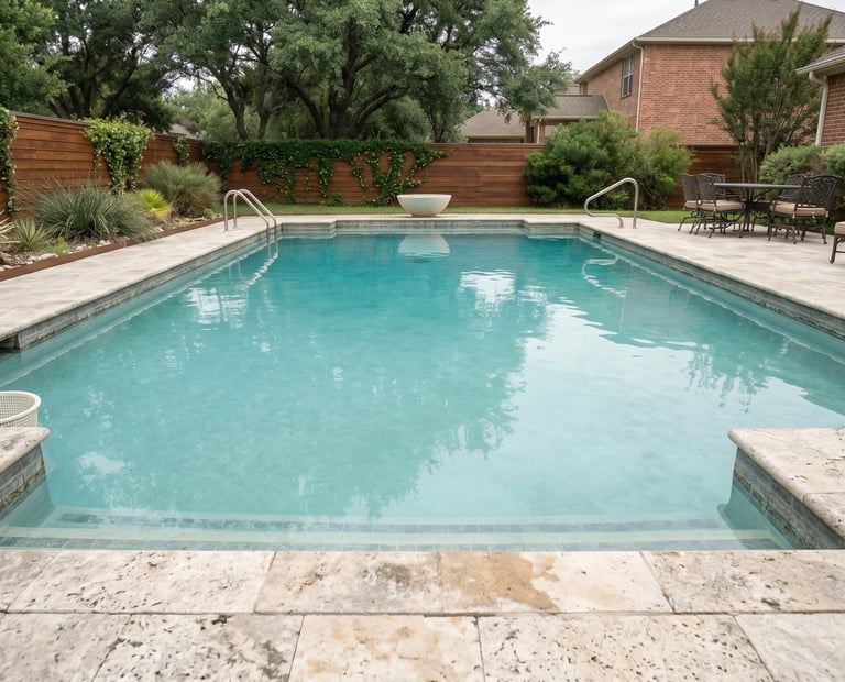 Cloudy pool water with visible debris on the bottom before a one-time cleaning service in Round Rock