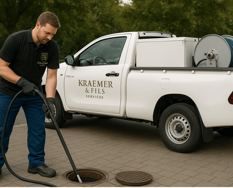 a man in a black shirt is cleaning a truck