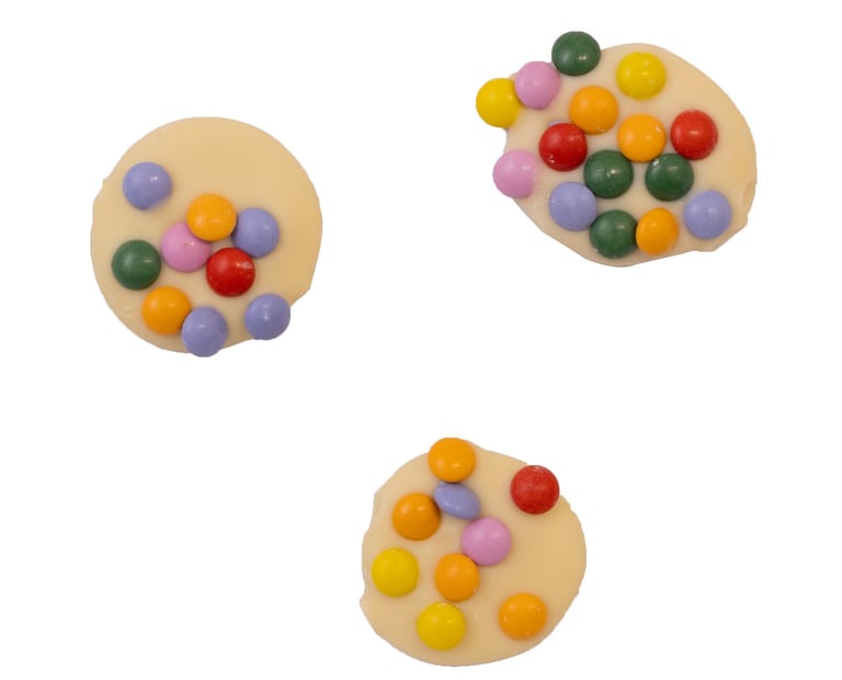 Schijfjes met smarties wit en melk