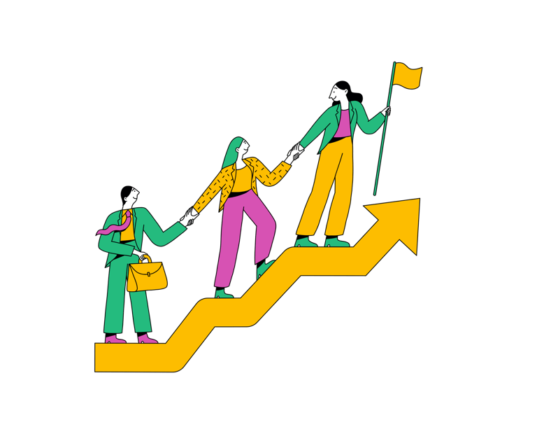 a group of people holding hands on a staircase case