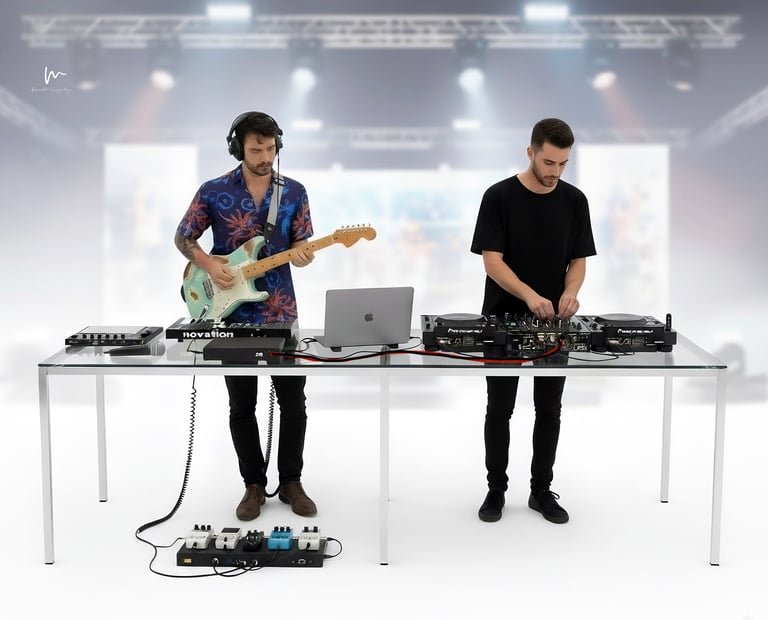 Shows de música electronica en vivo con guitarra eléctrica y sonidos creados en vivo