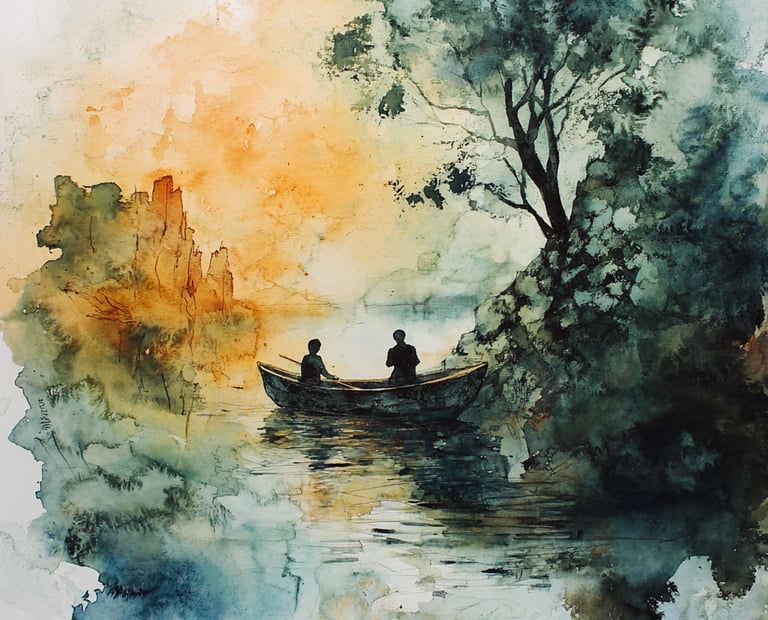 Une barque avec deux personnes
