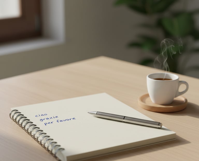 a cup of coffee and a notebook with a pen and a cup of coffee