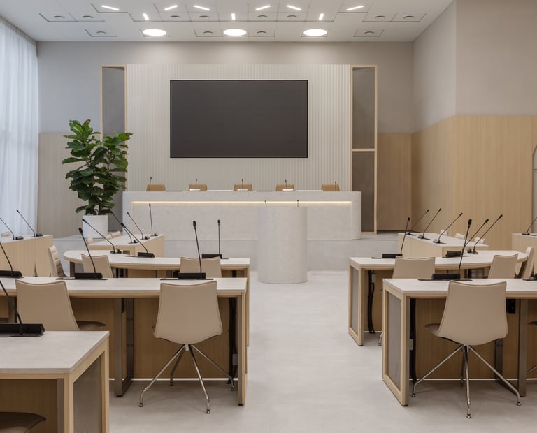 Posėdžių salė su Amtico Spacia vinilinėm grindim