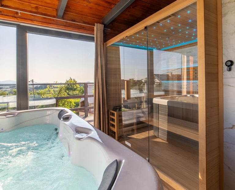 Jacuzzi bathtub and sauna
