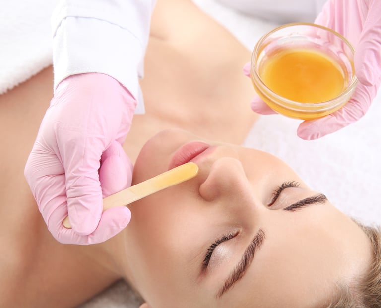 wax treatment of upper lip of women