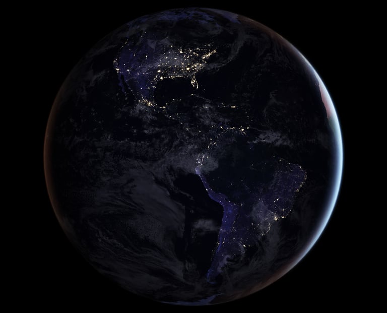 Image satellite de la Terre la nuit - Amérique