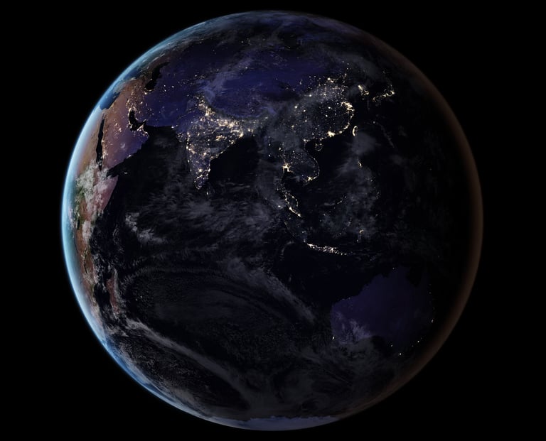 Image satellite de la Terre la nuit - Asie et Océanie